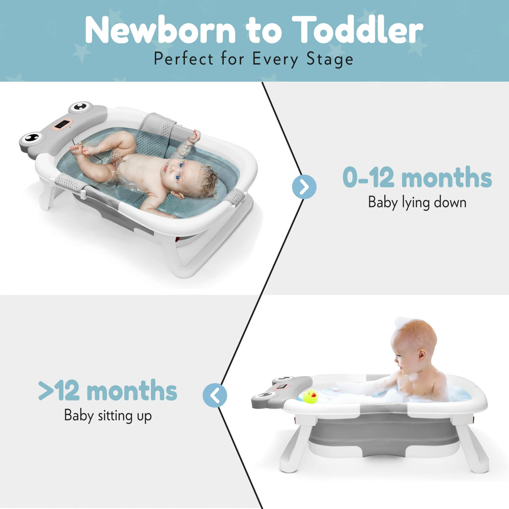 JTCosas Collapsible Baby Bathtub mesh seat attached for newborn comfort