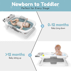 JTCosas Collapsible Baby Bathtub mesh seat attached for newborn comfort