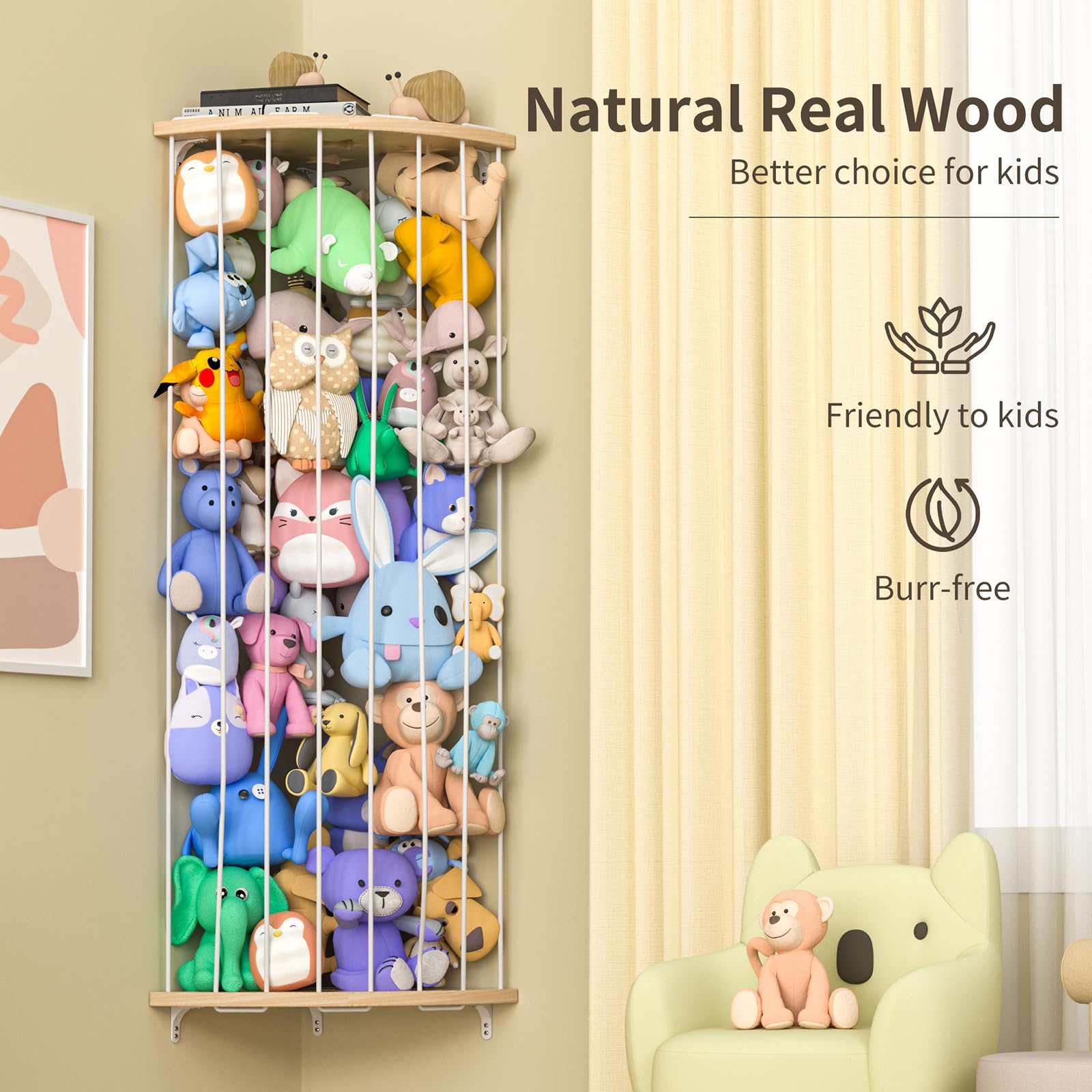 Jtksfcl sturdy wood construction offers durable storage for nurseries.