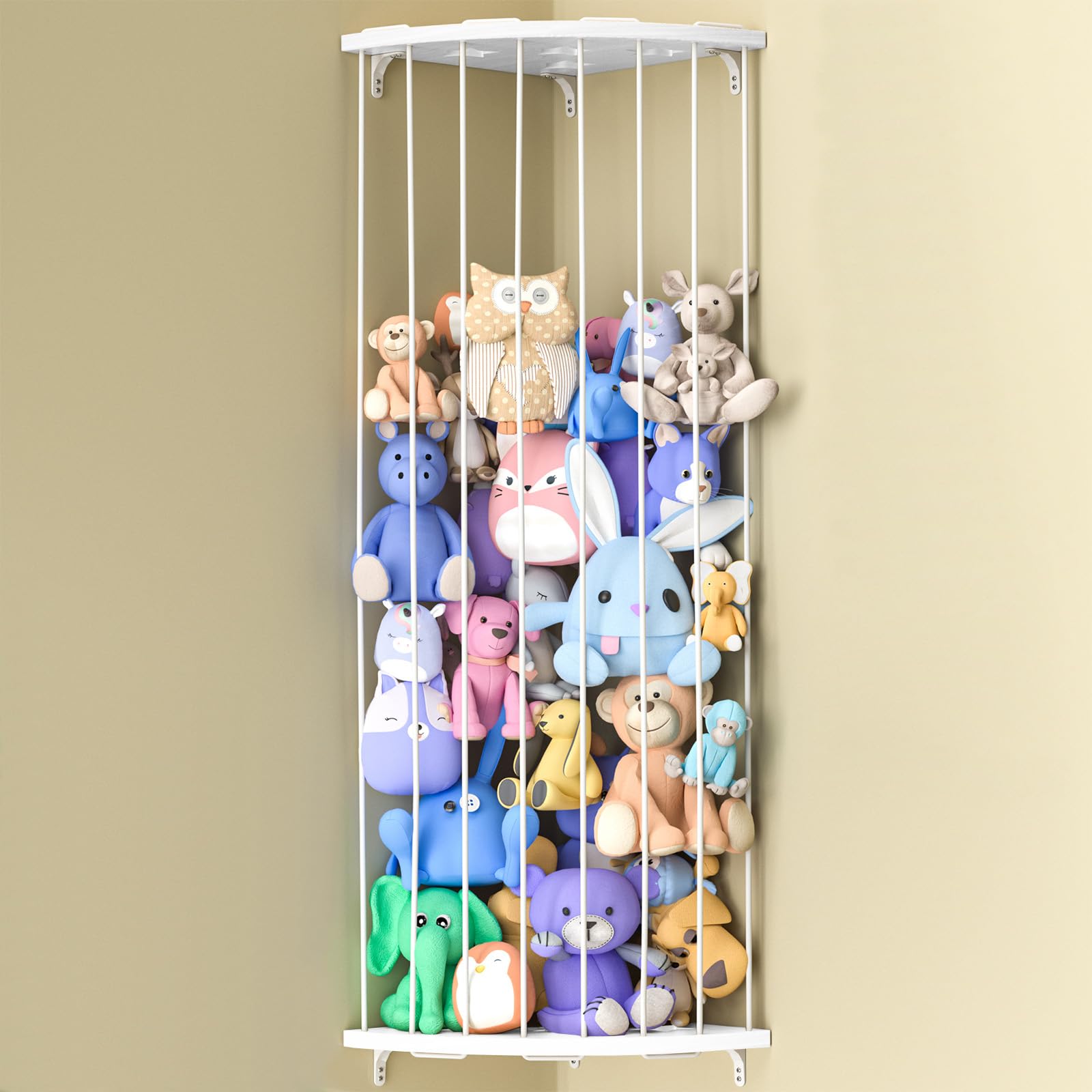 Jtksfcl stuffed animal storage wood corner shelf shows star pattern for organized play area