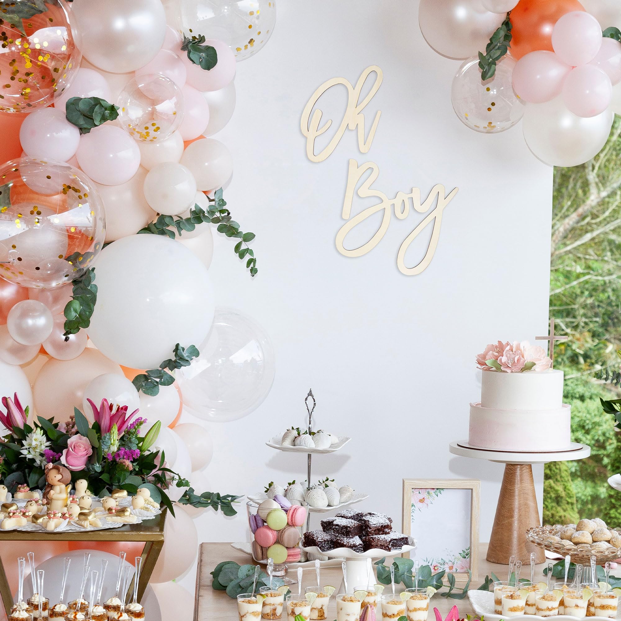 JTRF Oh Boy Sign ideal for baby shower setup.