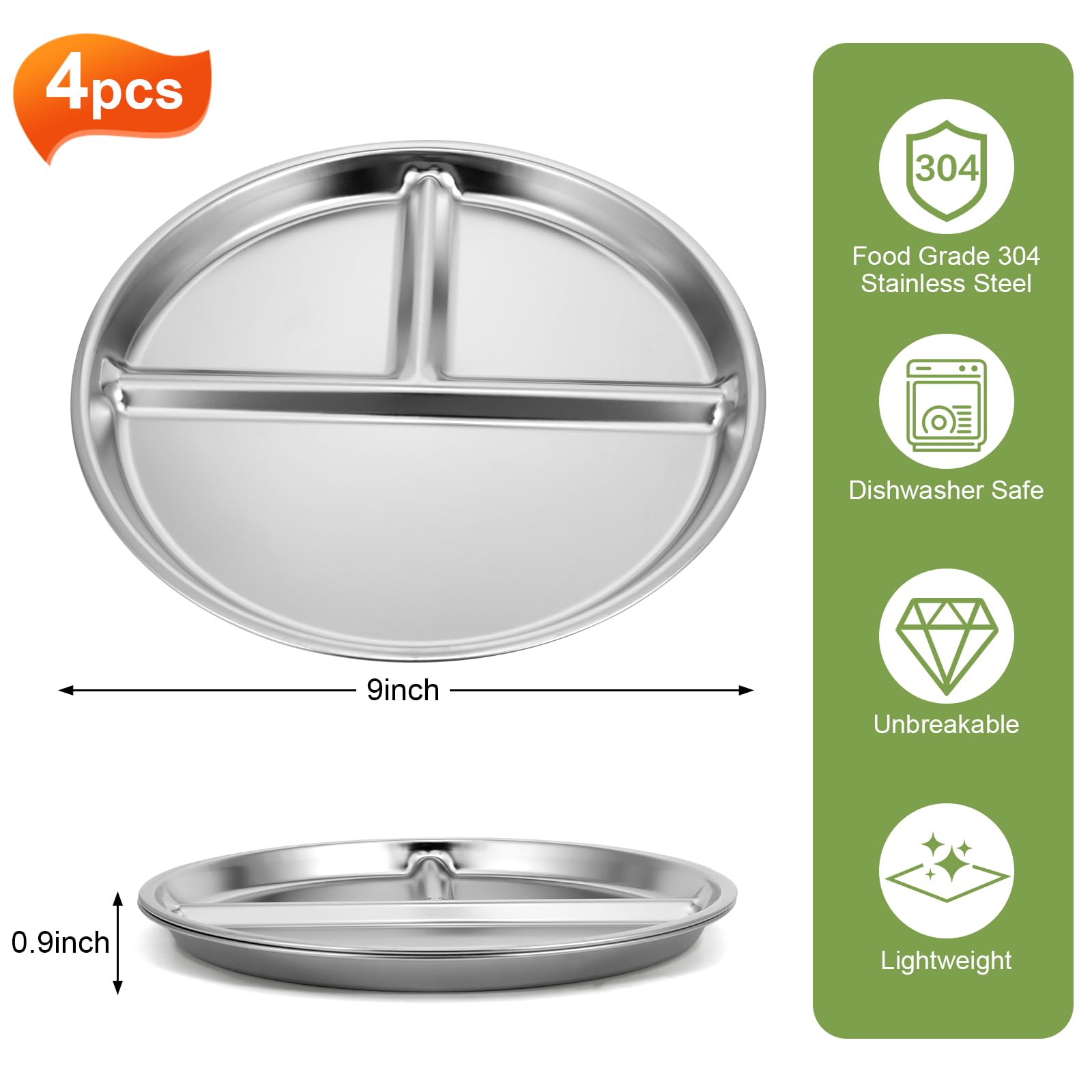 JUYUANFENGGOU 8-inch stainless steel kids plate for durable meals.