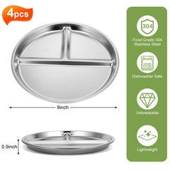JUYUANFENGGOU 8-inch stainless steel kids plate for durable meals.