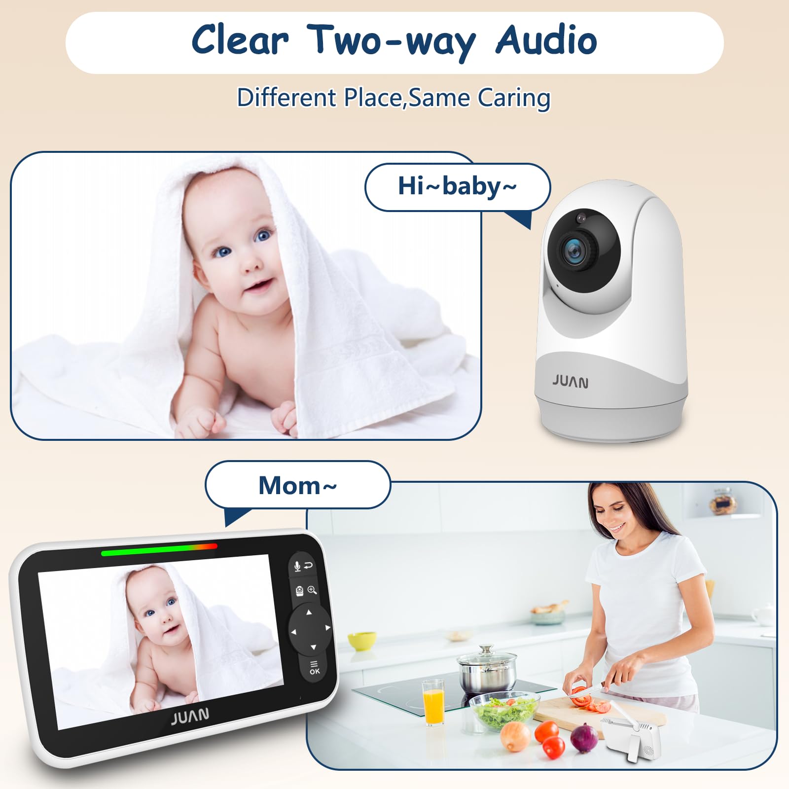 Juan baby monitor 1000ft-range enables reliable coverage across rooms.