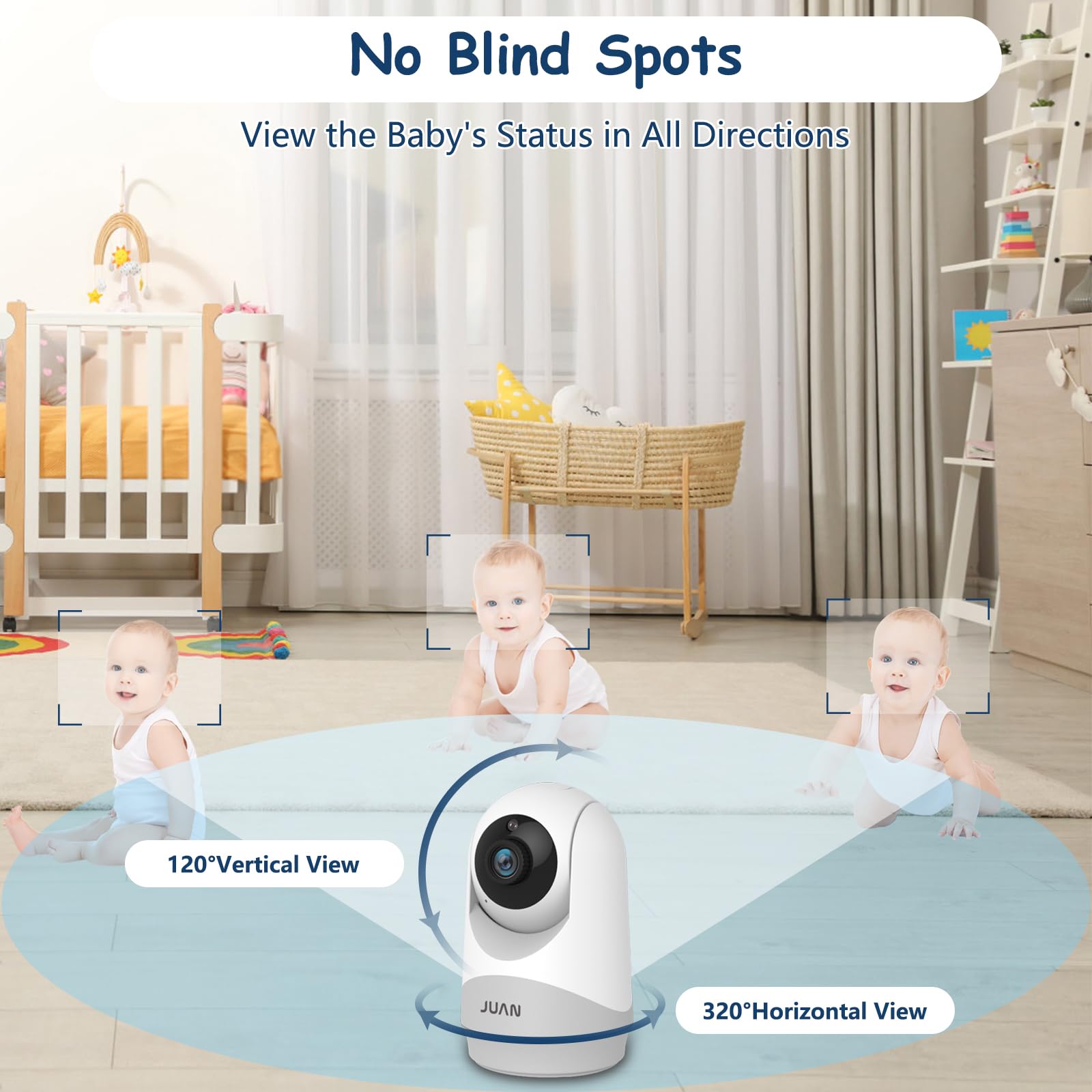 Juan baby monitor night-vision-5inch delivers clear nursery detail in low light.