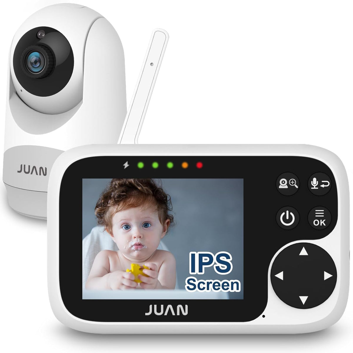 JUAN video-monitor-no-wifi showing private connection and安心 monitoring benefits