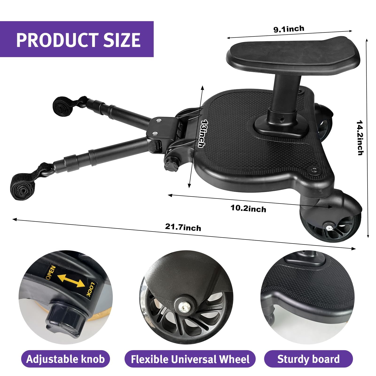 JUANWAN stroller board 2-in-1 Sit and Stand enhances trips with two kids.