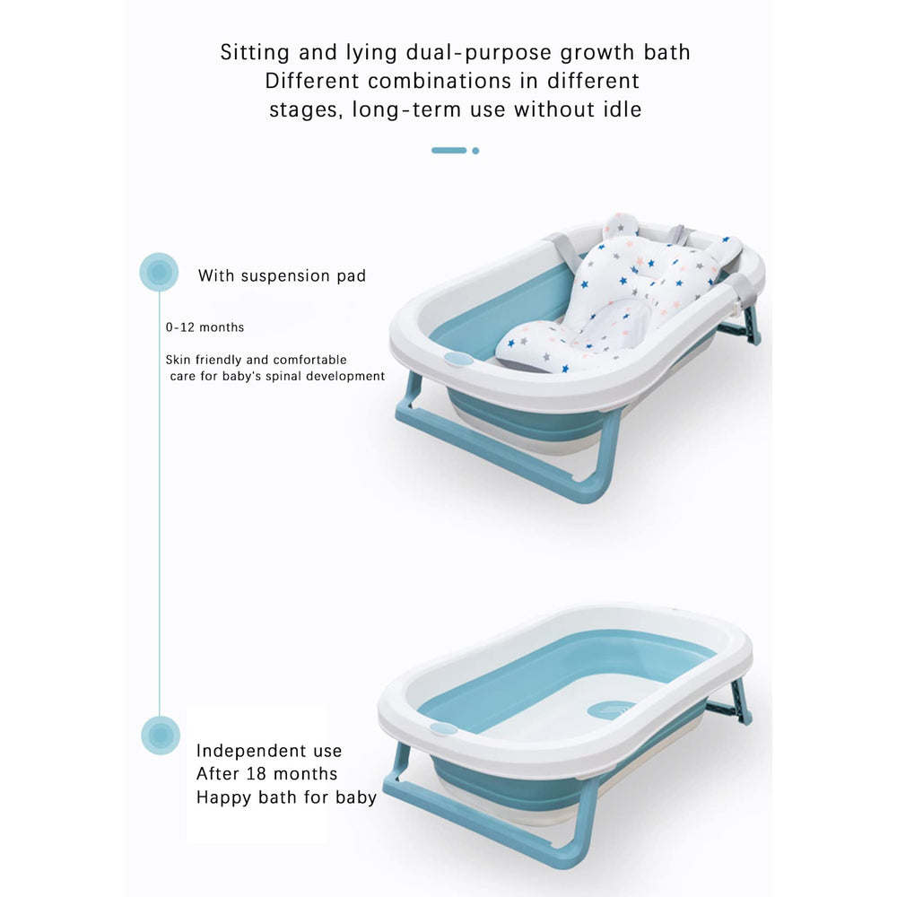 Juaugusep baby bath cushion in-tub setup enables hands-free bathing.