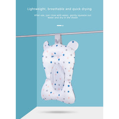 Juaugusep baby bath cushion light blue bear side view eases handling.