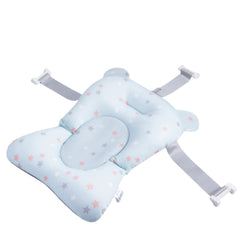 Juaugusep baby bath cushion in light blue star provides gentle support during bathtime.
