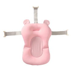 Juaugusep Baby Bath Cushion Pink Bear close-up shows ultra-soft cotton blend for baby's skin