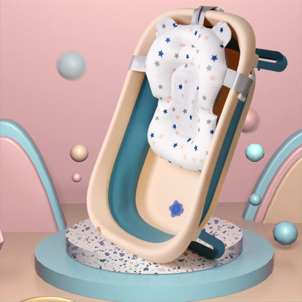 Juaugusep baby bath cushion pink crown closeup texture boosts baby comfort.