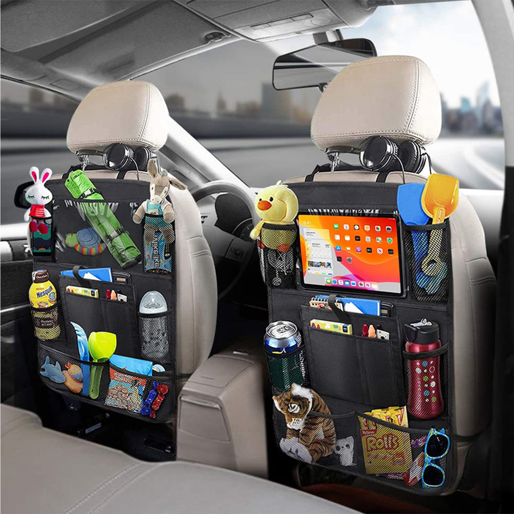 JUCAINHI eight pockets for toys and snacks within easy reach in car.