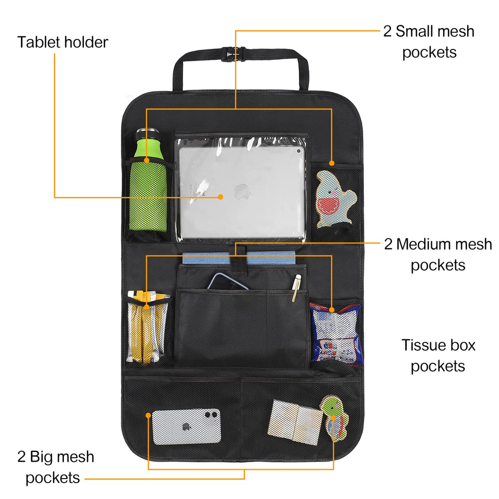 JUCAINHI organizer features waterproof 600D polyester to protect seats.