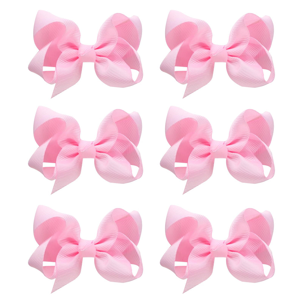 JUCCPUL pink grosgrain hair bows with clip for secure toddler styling