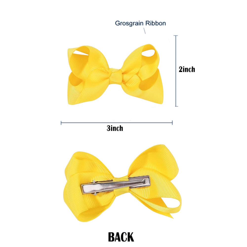 JUCCPUL baby girls pigtails yellow bow for braids and ponytails, playful color