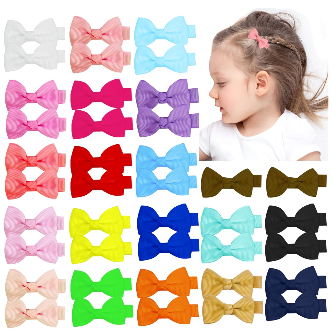 JUCCPUL baby hair bows closeup shows secure fully lined clip for delicate hair