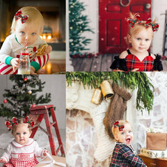 JUCCPUL elk-pattern bow close-up shows bright colors for Christmas outfits