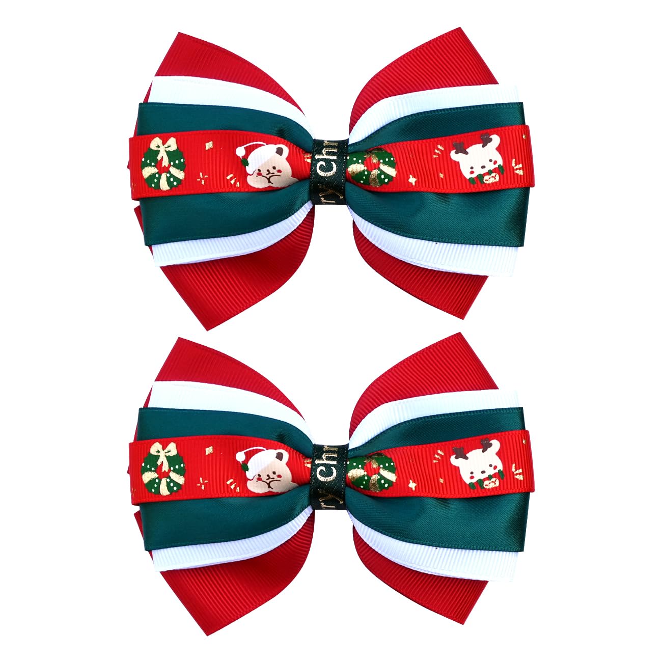 JUCCPUL Christmas bows side view with elk plaid detail for festive outfits