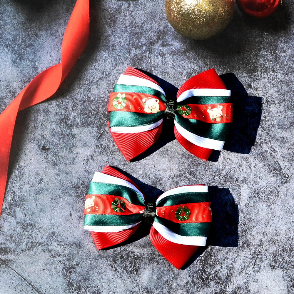 JUCCPUL Christmas bows closeup plaid elk detail for holiday style