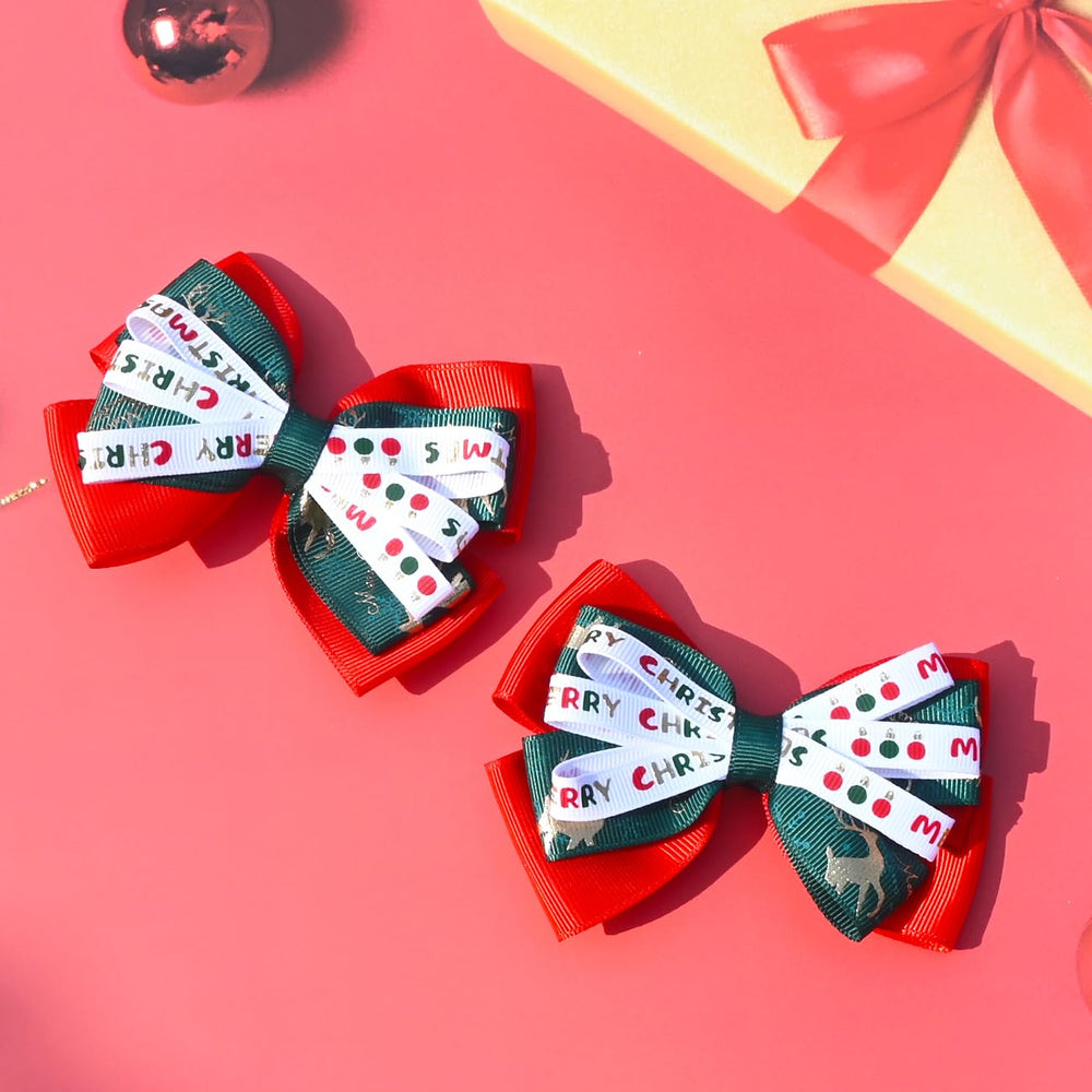 JUCCPUL Christmas day hairstyle bow in green elk adds festive charm