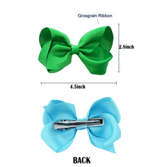 juccpul green bow on a girl's pigtails for a cute style