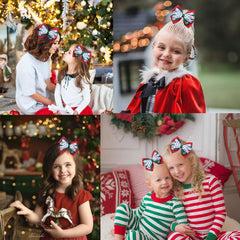JUCCPUL toddler girls hair clip with green elk bow for Christmas photos