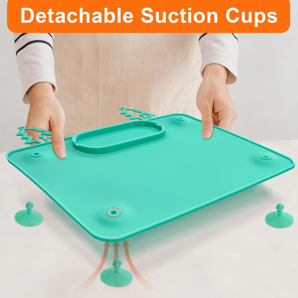 JUEJIAZKIY green silicone placemat is easy to wipe clean