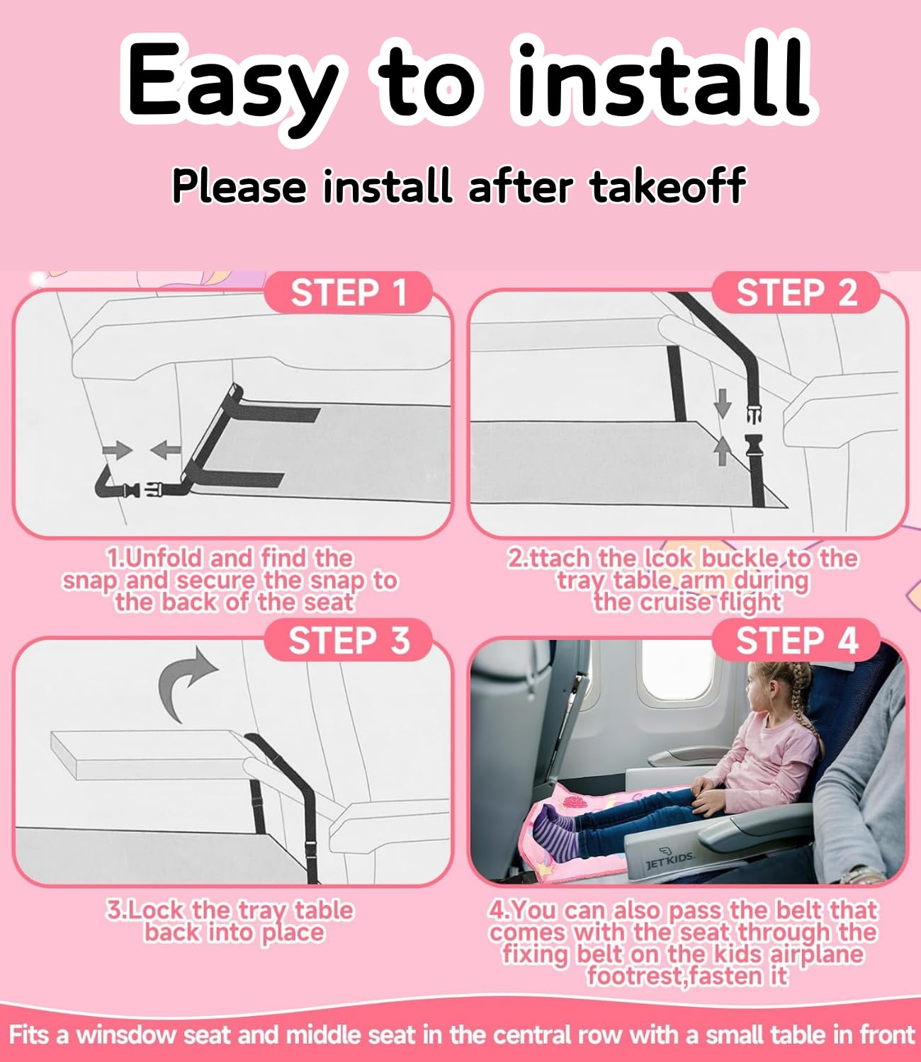 JUELWRY Toddler Airplane Bed pink carry bag for effortless travel.