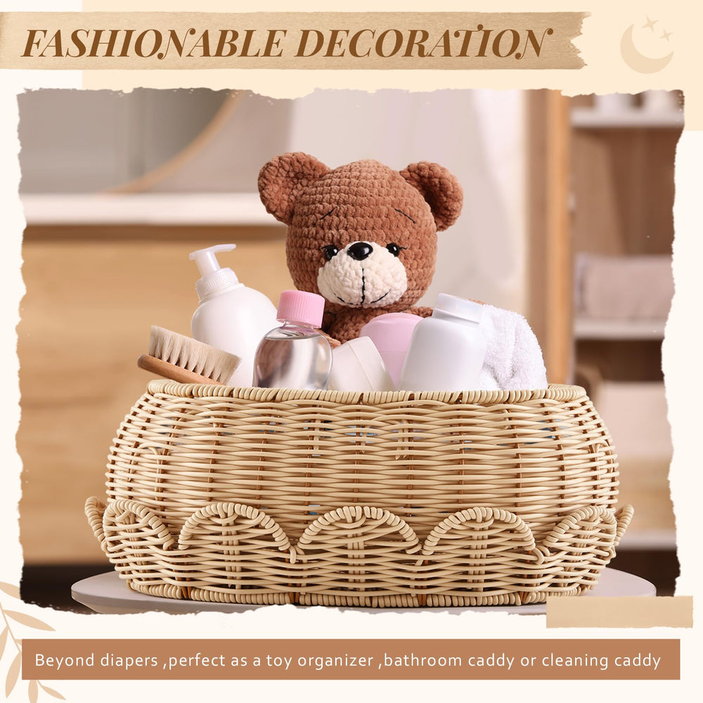 Juexica bathroom storage basket keeps toiletries neatly organized and accessible.