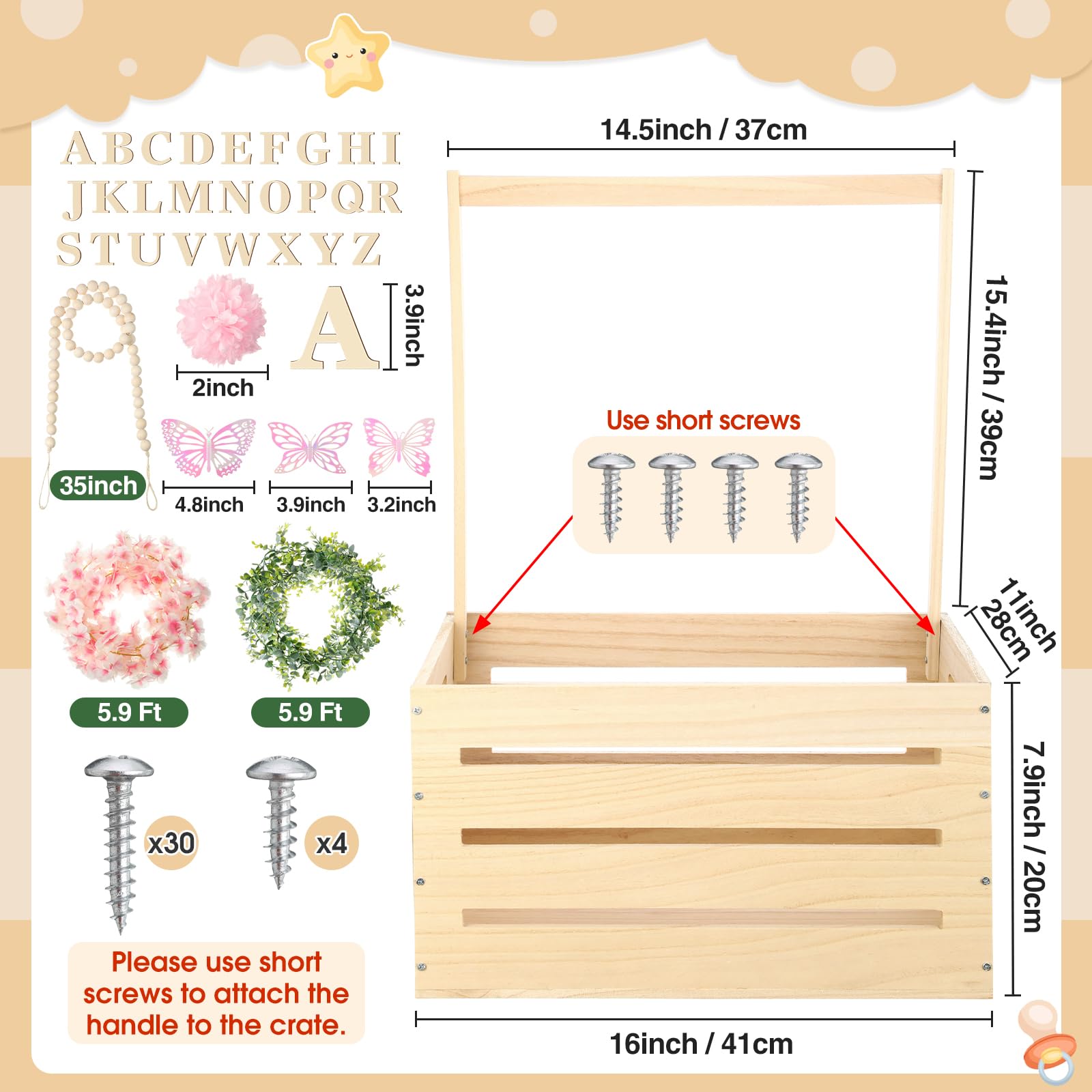 Juexica butterfly-eucalyptus-garland on crate for decorative charm