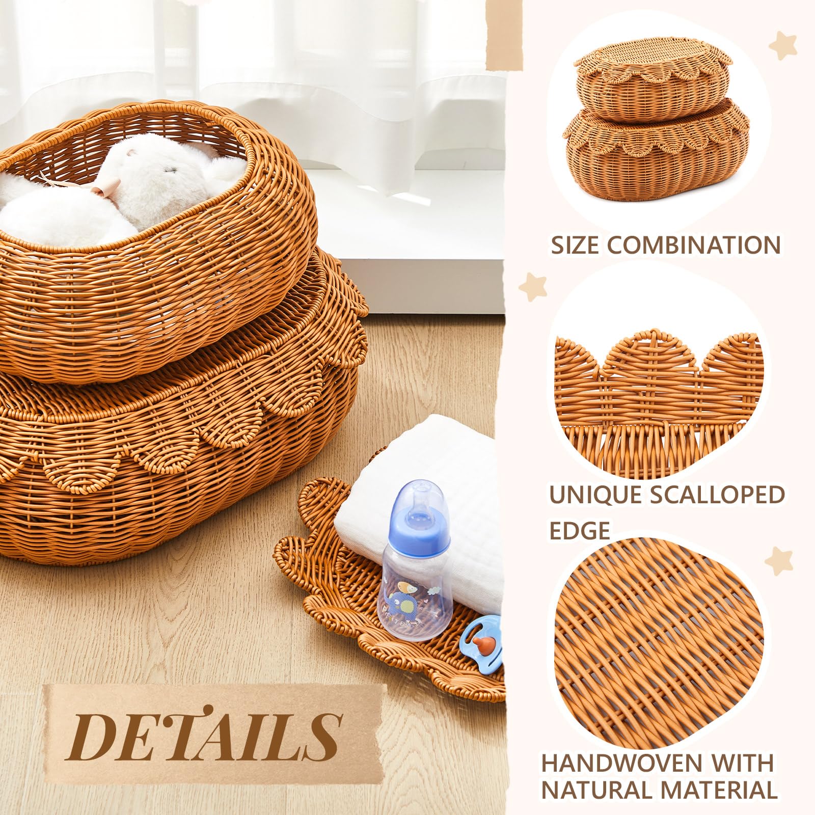 Juexica dark brown basket on shelf, ideal for pantry organization.