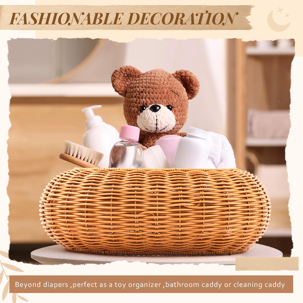 Juexica scalloped rattan basket with lid, doubles as display tray.