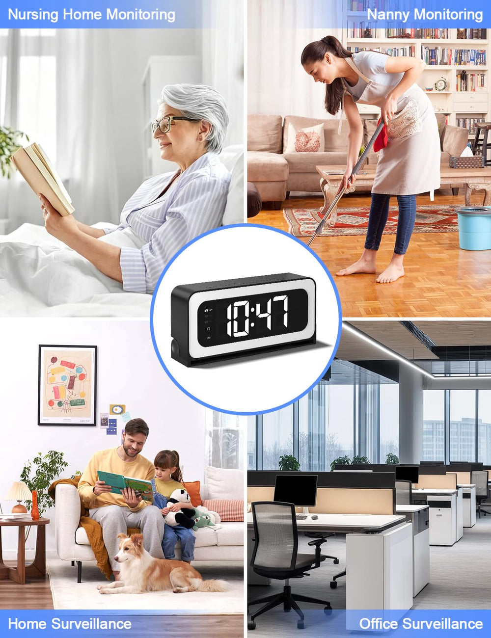 JUFLSKY Smart Clock Camera app view for remote monitoring