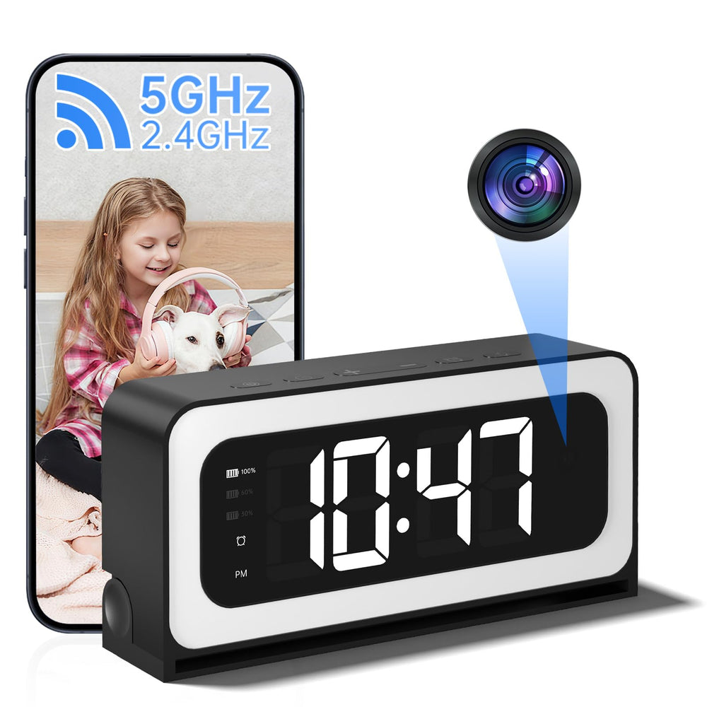 JUFLSKY Smart Clock Camera front view for discreet home security