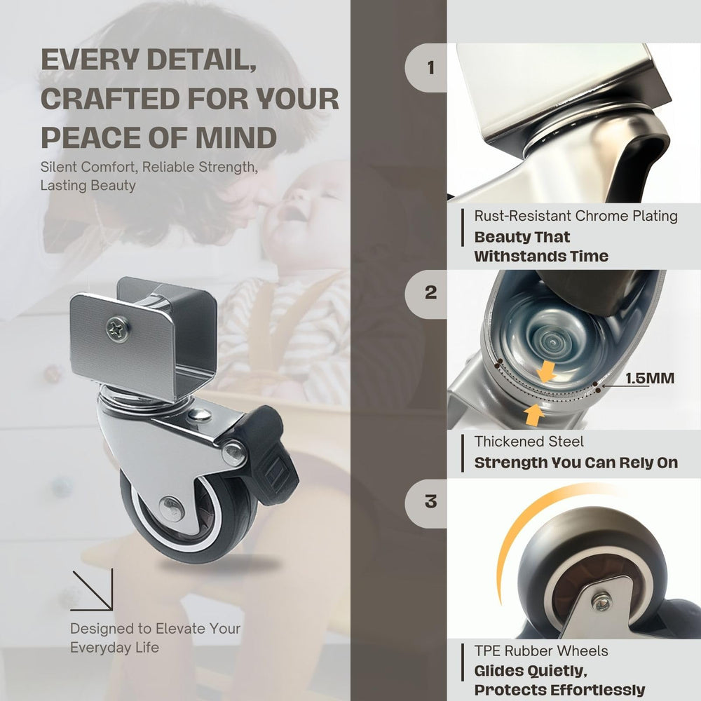 Juglok 4-pack heavy-duty wheels assembly showcases easy installation on chair