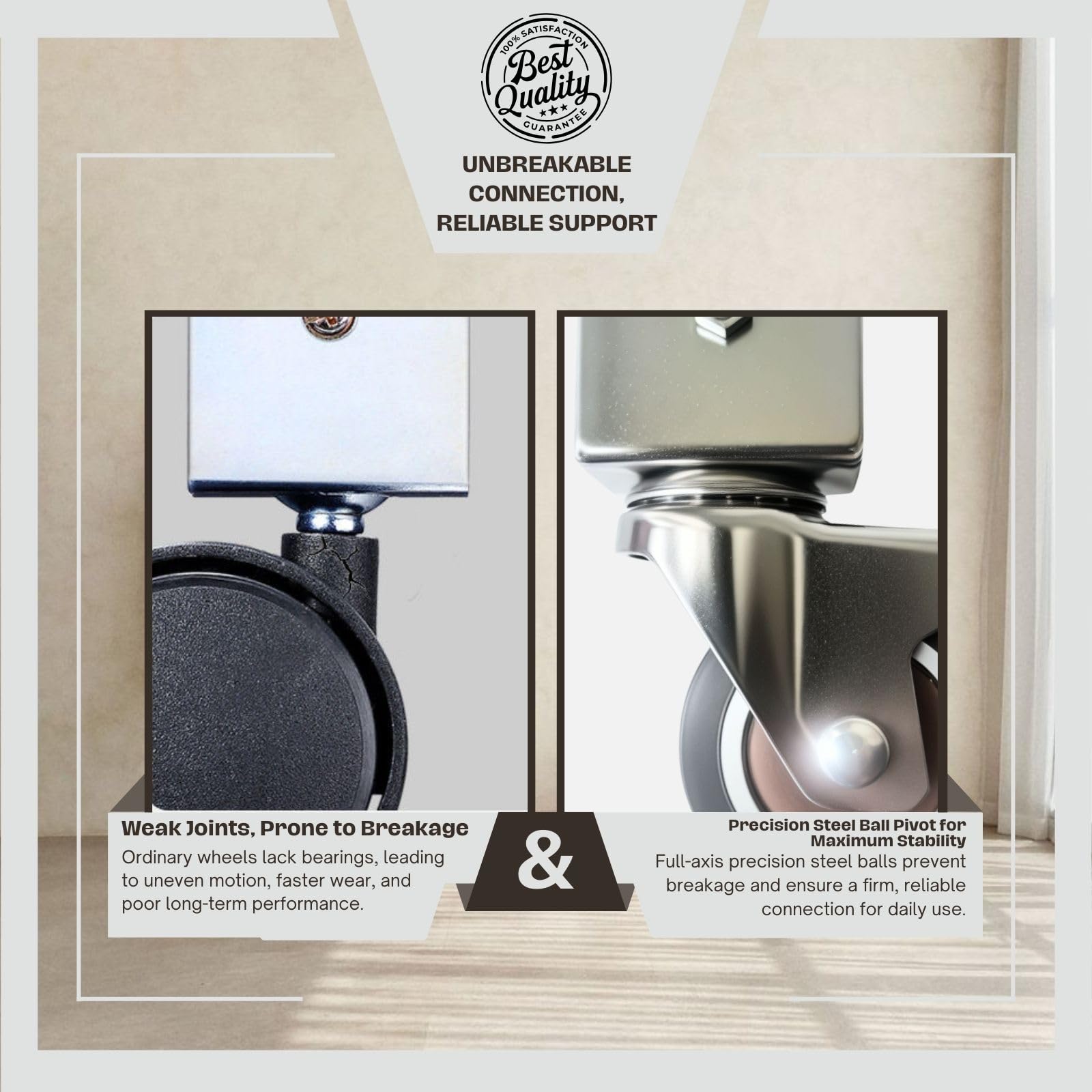 Juglok stainless steel brackets close-up highlight rust-resistant chrome finish
