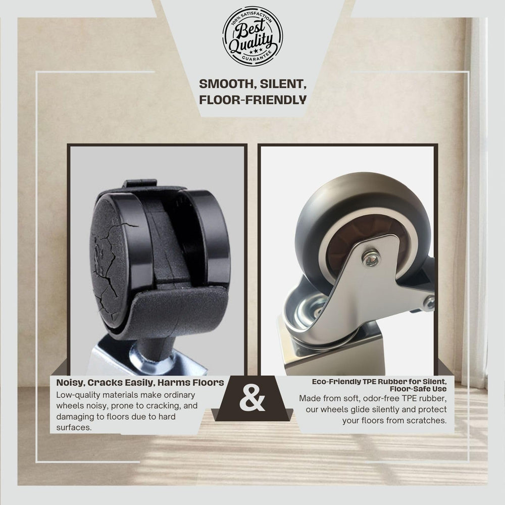 Juglok wheels protect floors while gliding across hardwood or tile
