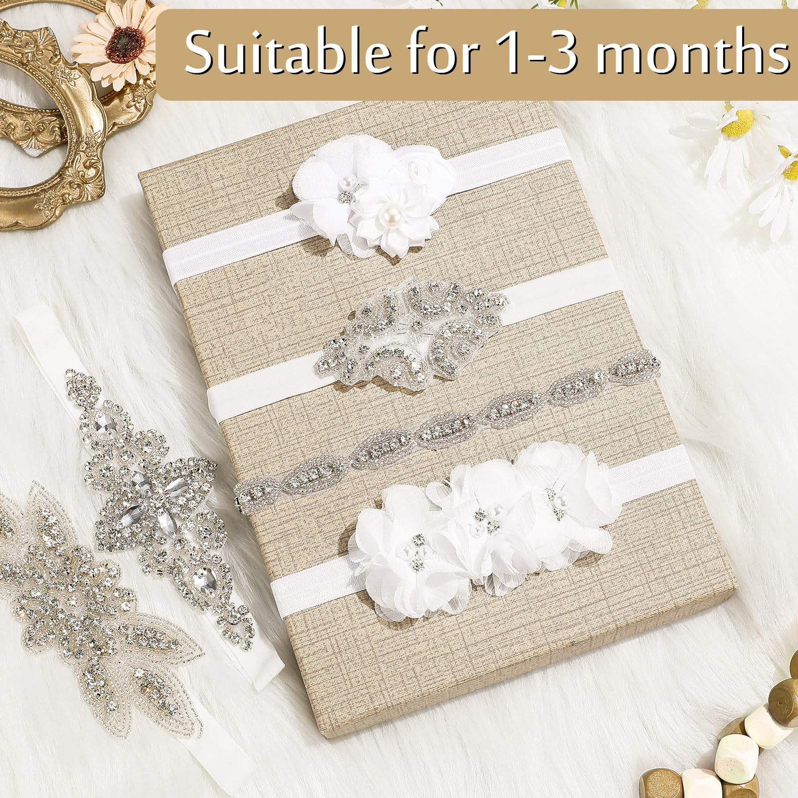 Juinte elastic headband close-up demonstrates stretchable fit for growing babies.