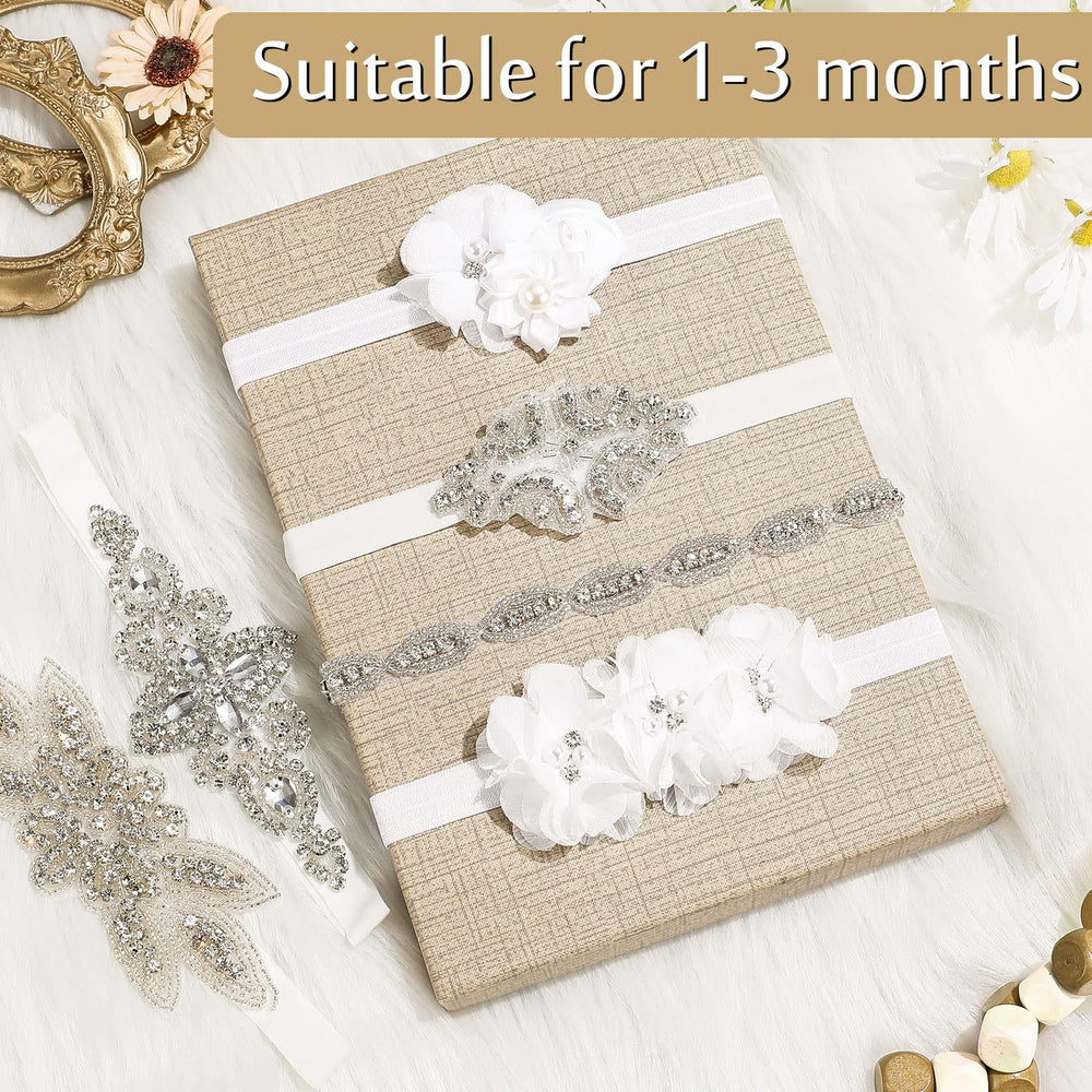 Juinte elastic headband close-up demonstrates stretchable fit for growing babies.