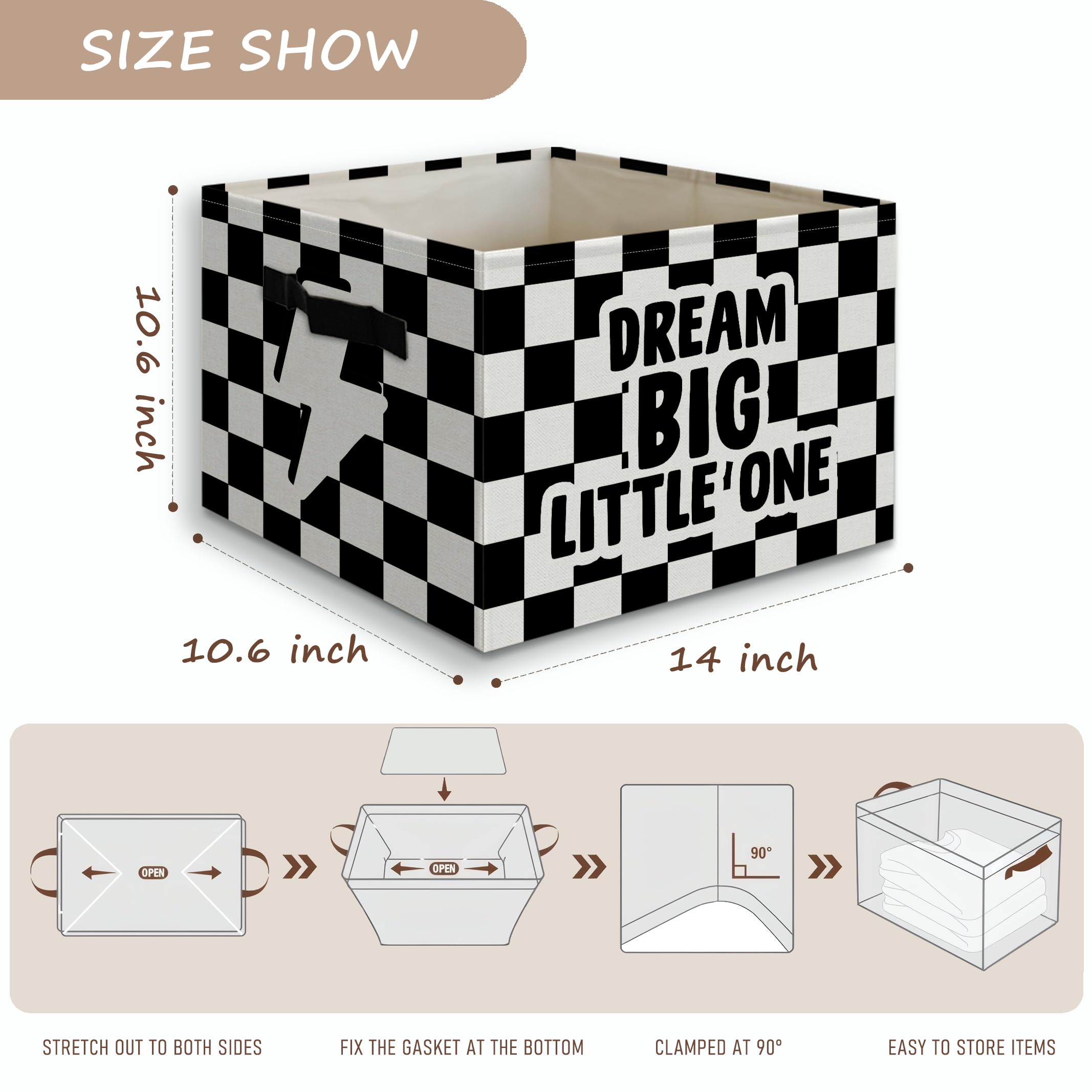 JUIOEIU Dream Big Little One bin used for clothes, toys, and books