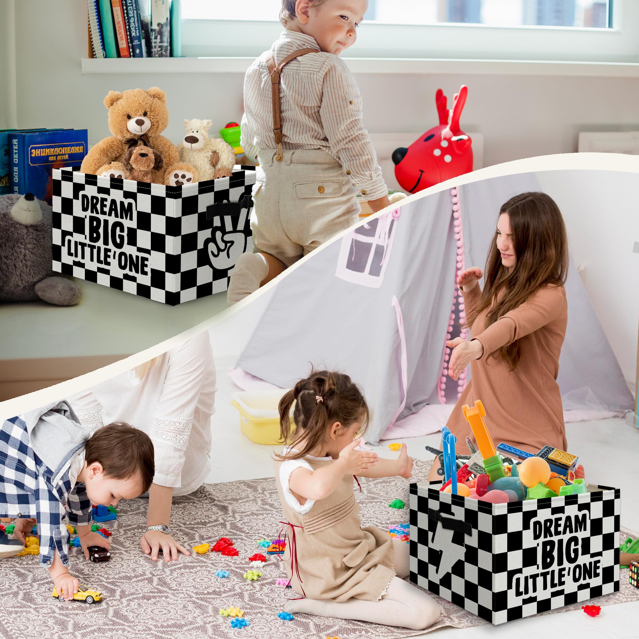 JUIOEIU Dream Big Little One bin collapsed flat for travel or storage