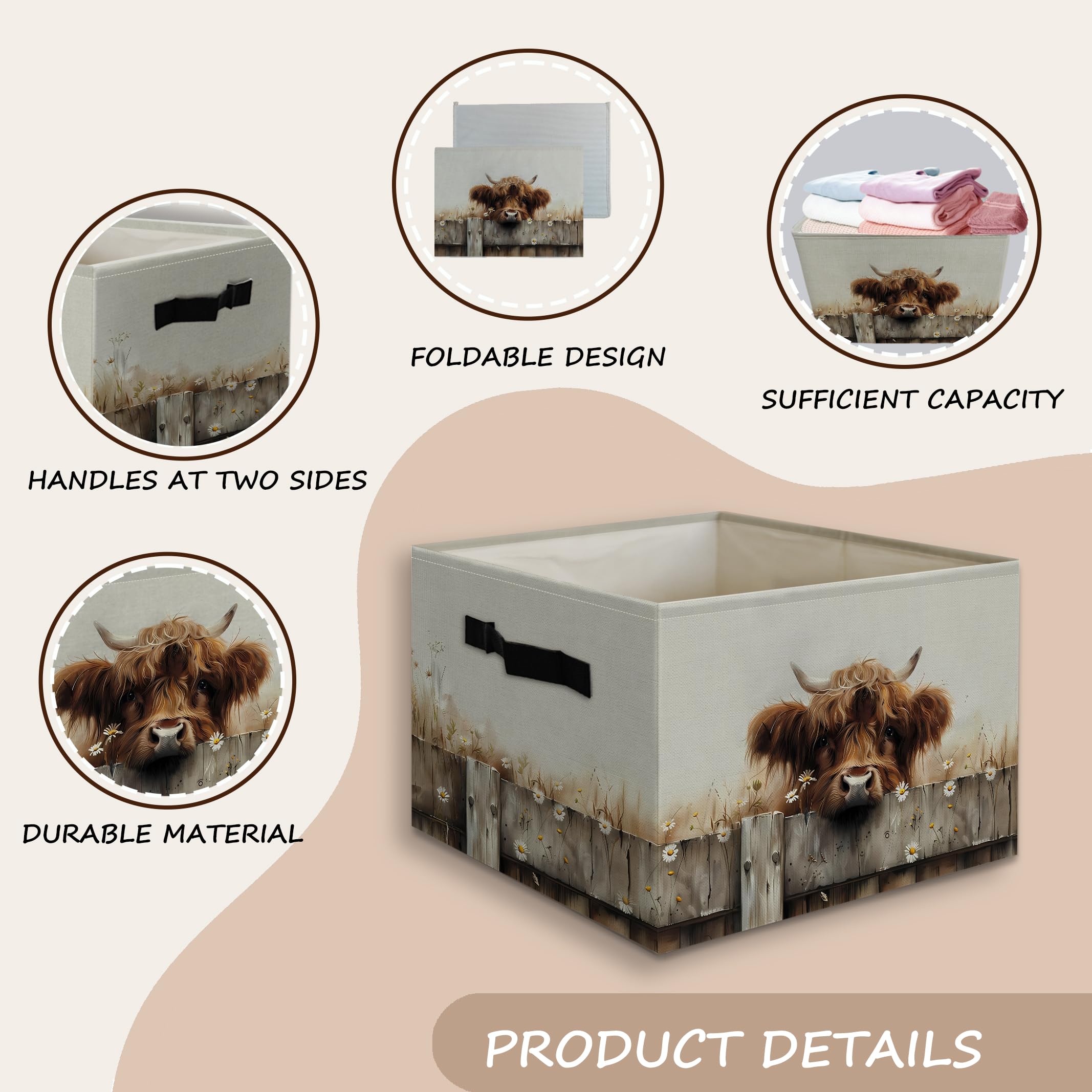 JUIOEIU soft lining bin protects delicate items during storage.