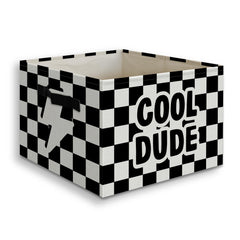 JUIOEIU Cool Dude bin in a checkered black and white pattern enhances bedroom storage.