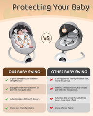 JUITOY electric baby swing gray Bluetooth music with soothing tunes