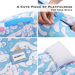 Juju Goods Juju Blue Kawaii Nap Mat stitching-closeup emphasizes durable seams for everyday use.