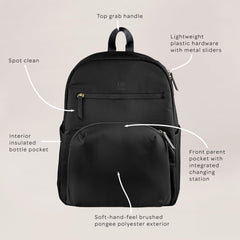 JuJuBe Deluxe Diaper Backpack padded shoulder straps for comfortable wear.