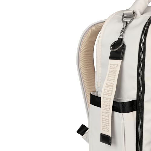JuJuBe New Classic Diaper Bag Backpack insulated bottle pocket keeps drinks ready.