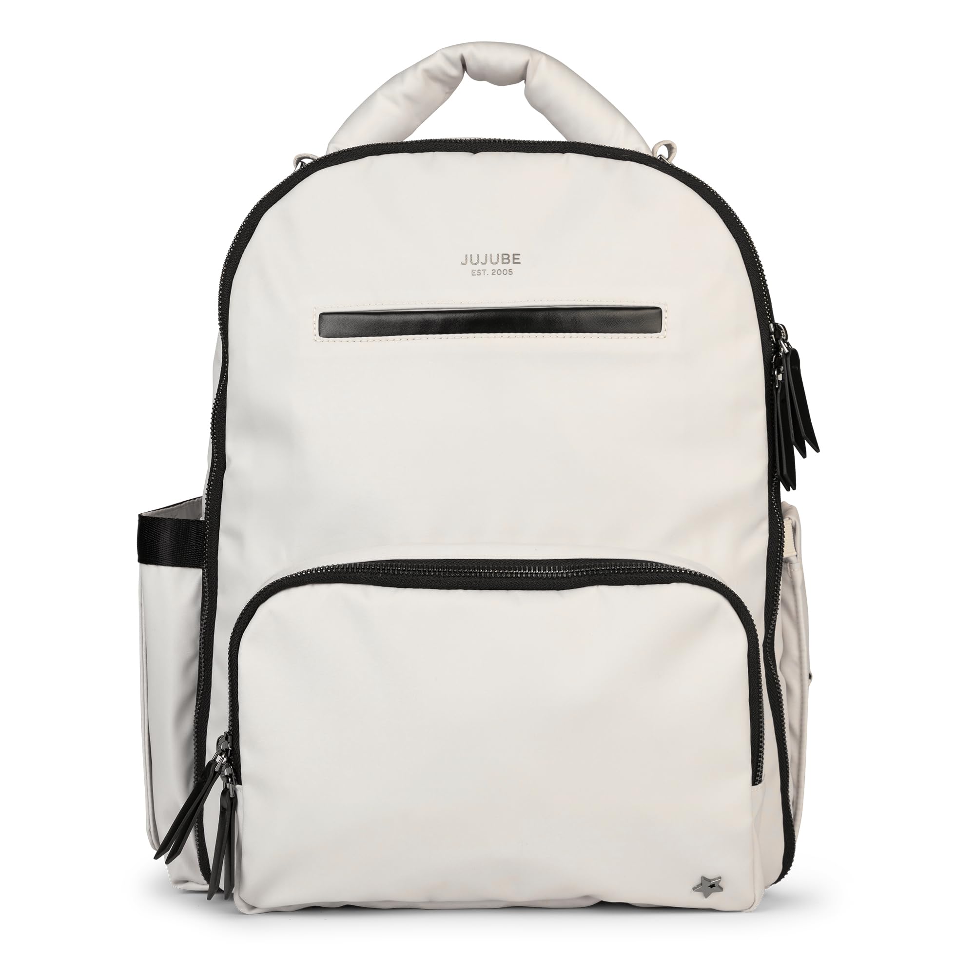 JuJuBe New Classic Diaper Bag Backpack with portable changing pad for on-the-go changes.
