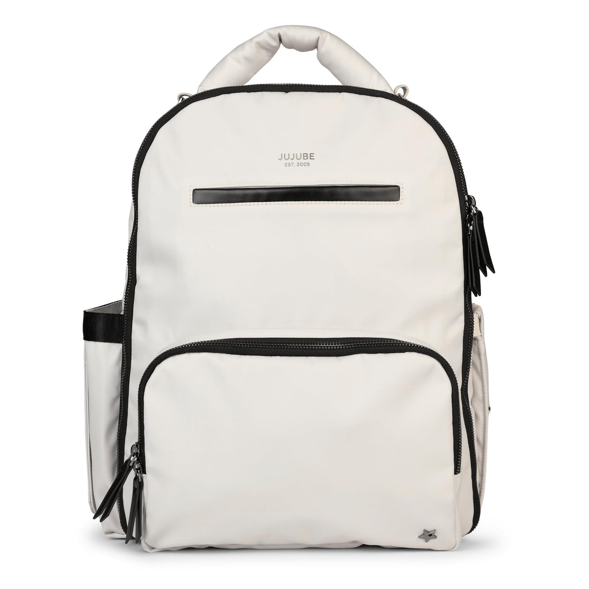 JuJuBe New Classic Diaper Bag Backpack with portable changing pad for on-the-go changes.